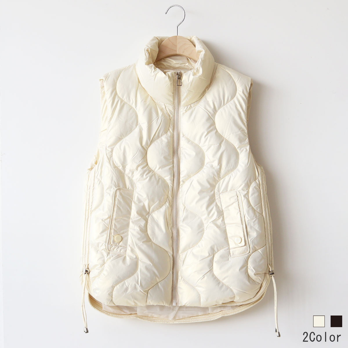 サイドドロストデザインキルティングベスト[22034318]vivid | natural m