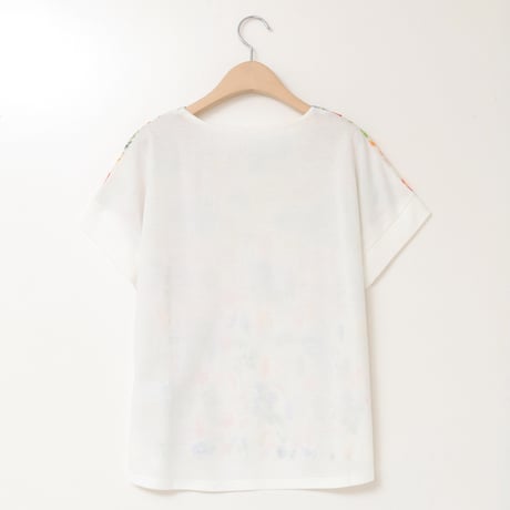 【UVケア】ボタニカル柄切り替えフレンチスリーブカットソー[41411294]natural mist