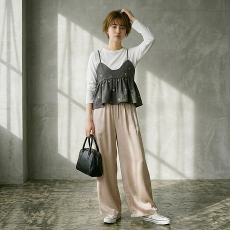 サテンイージーワイドパンツ[99947038]オンライン限定