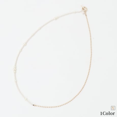 パール×メタルボールロングネックレス[91918144]natural mist