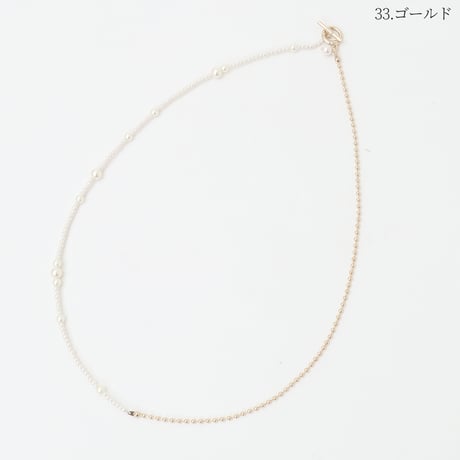 パール×メタルボールロングネックレス[91918144]natural mist