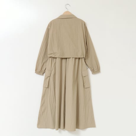 【洗える/セットアイテム】ショート丈ブラウス×ボーダー切り替えワンピース[61216190]natural mist