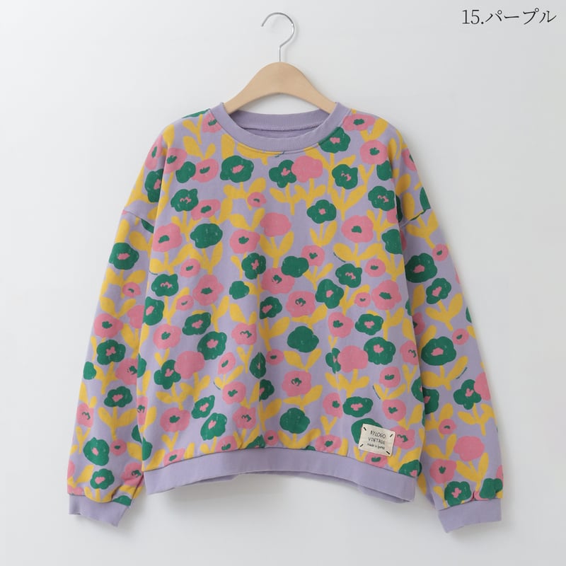 カラフル柄　裏毛 裏起毛カラフルフラワースウェットプルオーバー[14941027]オンライン