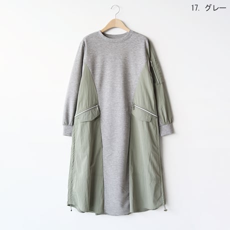 異素材ドッキングジャージーワンピース[61716366]natural mist