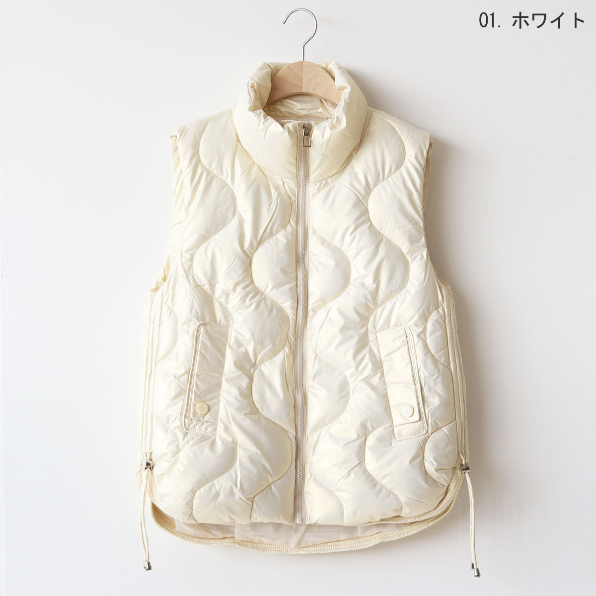 サイドドロストデザインキルティングベスト[22034318]vivid | natural m