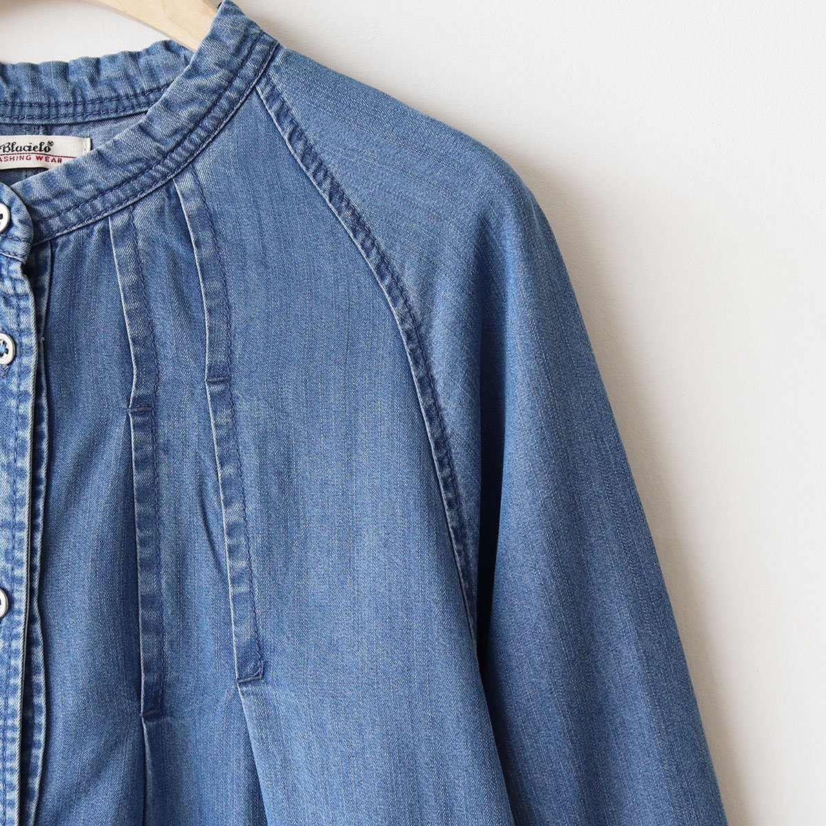 バンドカラーデニムシャツワンピース[33356265]＆Noel | natural mist