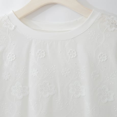 エンブロイダリーコットンシアーTシャツ

[22011545]natural mist