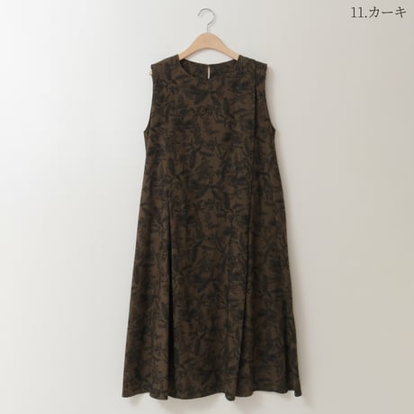 ボタニカルプリントAラインワンピース[61716219]natural mist