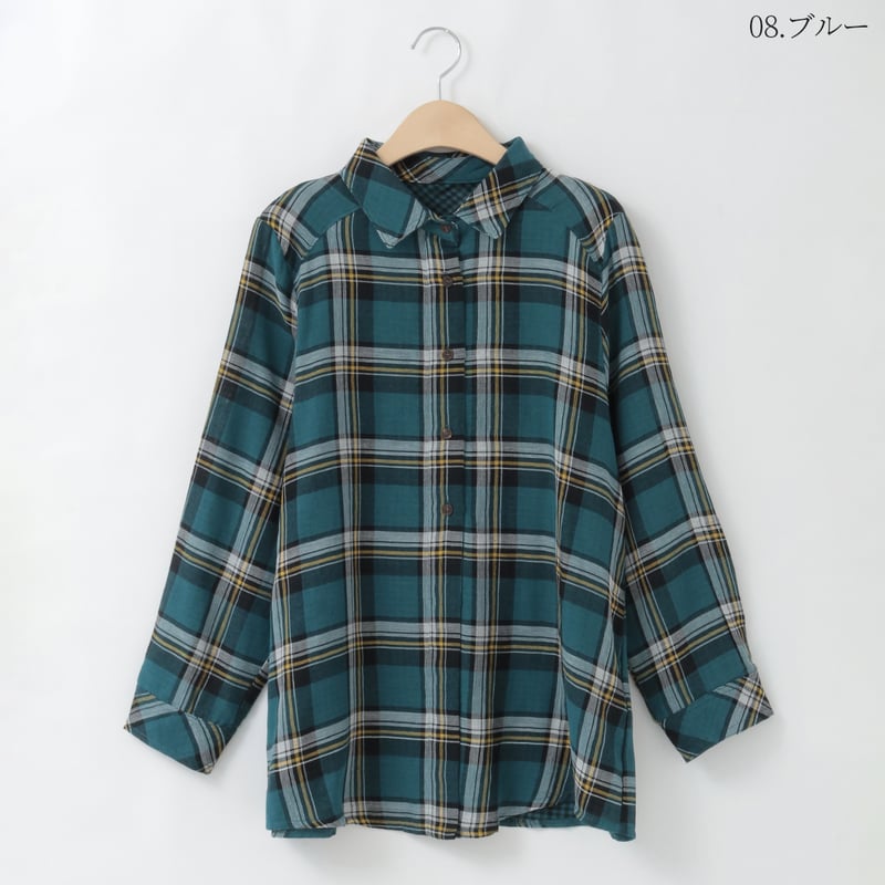 チェック柄コットンデザインシャツ [41413581]natural mist | natu