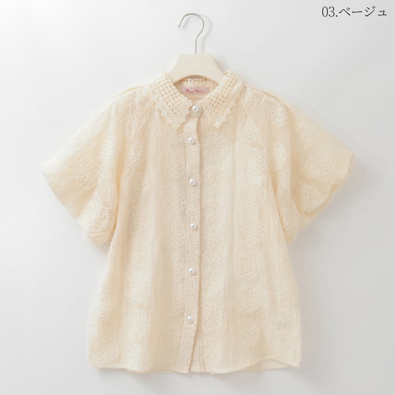 フラワー刺繍シアーブラウス [14953438]&Noel | natural mist C
