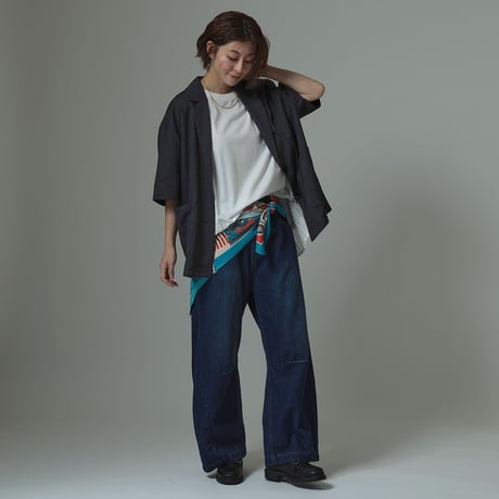 【UVカット】異素材切り替えバックプリーツカットソー[41411364]natural mist