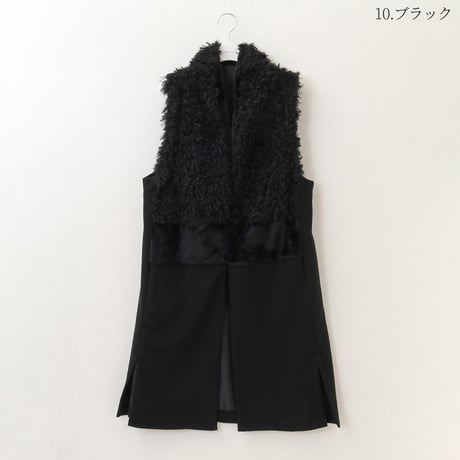 フェイクファージョイントロング丈ベスト[70224137]capricious