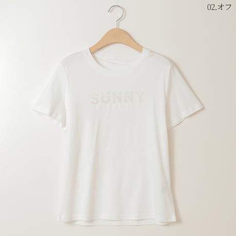 ビーズ&ロゴエンブロイダリーTシャツ[30111316]natural mist