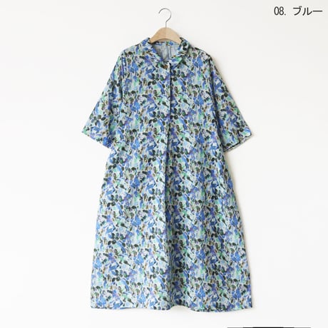 ボタニカルパターンプルオーバーシャツワンピース[91916243]natural mist