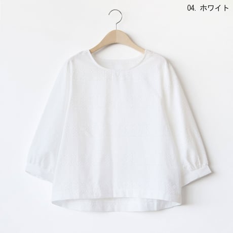 ワッフル刺繍コットンブラウス[41413665_04]natural mist