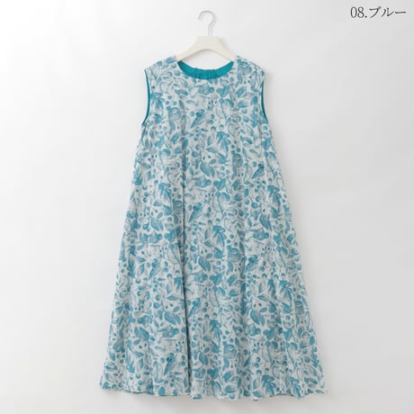【リバーシブル】ボタニカル柄ノースリーブワンピース[41716393]natural mist