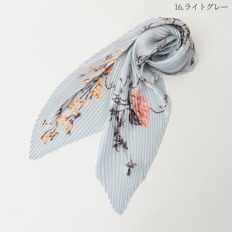 フラワープリント剣先プリーツスカーフ[63318164]natural mist