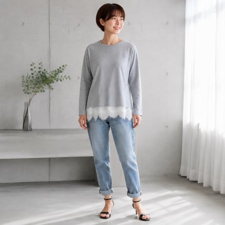 レイヤードヘムデザインロンT[15841034]オンライン限定