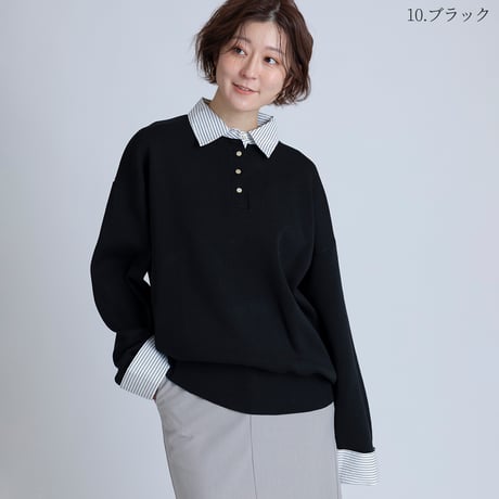ストライプアクセントニットプルオーバー[15842085]オンライン限定