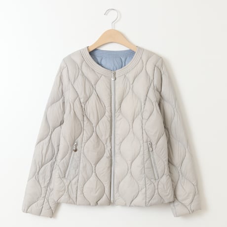マフラー付きパファーノーカラージャケット[61714180]natural mist