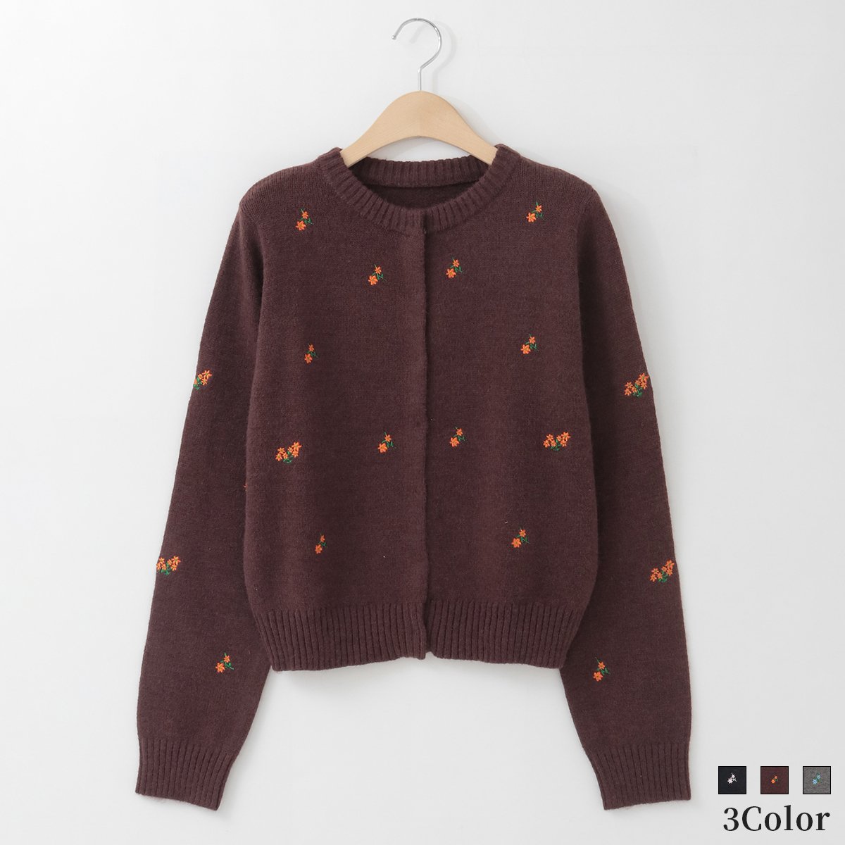nowos ニットカーディガン フラワーエンブロイダリーニットカーディガン[99942081]オンライン限定