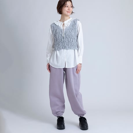 フリルネックコットンブラウス[15843031]オンライン限定