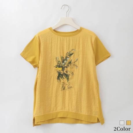 フラワーブーケプリント刺繍デザインTシャツ

[22011544]natural mist