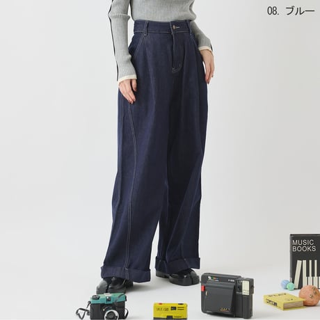 配色ステッチワイドパンツ[22037086]vivid