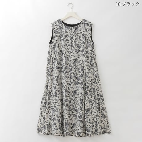 【リバーシブル】ボタニカル柄ノースリーブワンピース[41716393]natural mist