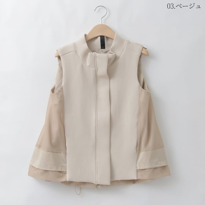 メッシュレイヤードジップアップベスト [30114413]natural mist | na