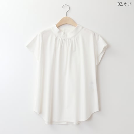 【洗える/クール素材】フロントギャザーフレンチスリーブブラウス[41711042]natural mist