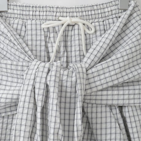 サッカーチェック腰巻き風タックパンツ[99947039]オンライン限定