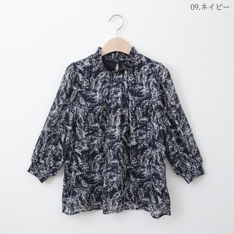 ラメ混モチーフプリントシアーブラウス[40813306]natural mist