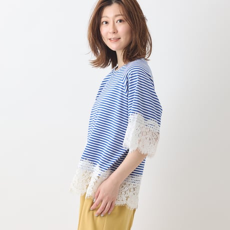 スカラップレースドッキングカットソー[41411256]natural mist