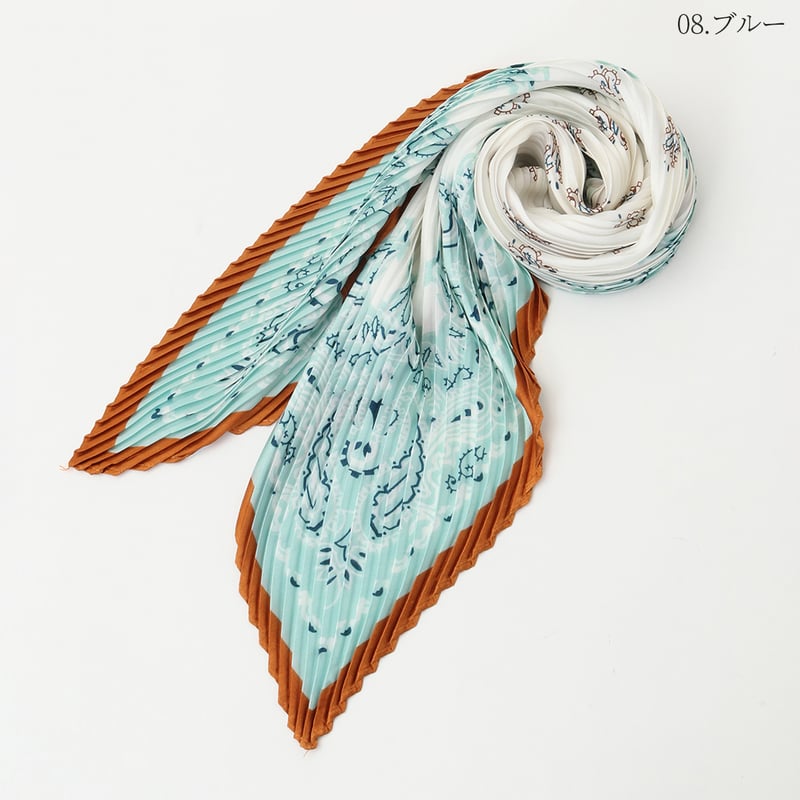 バンダナ柄剣先プリーツスカーフ[63318163]natural mist | natural