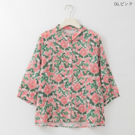 ブライトアートフラワーレーヨン混ブラウス[41413872]natural mist