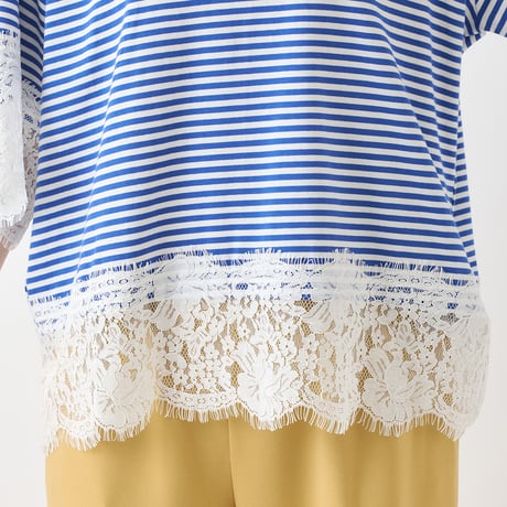 スカラップレースドッキングカットソー[41411256]natural mist