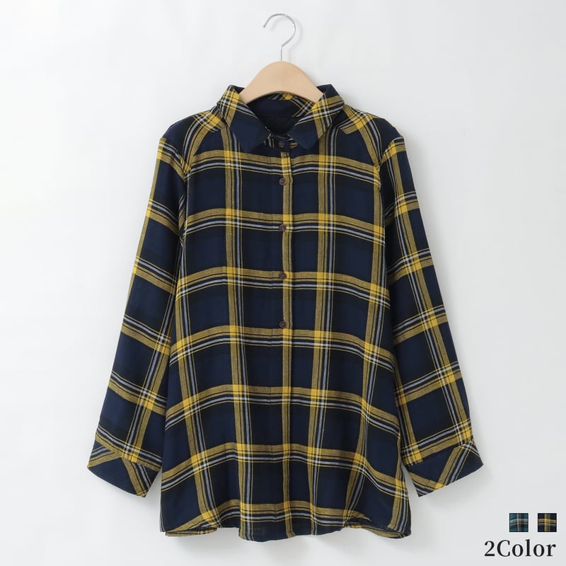 チェック柄コットンデザインシャツ [41413581]natural mist