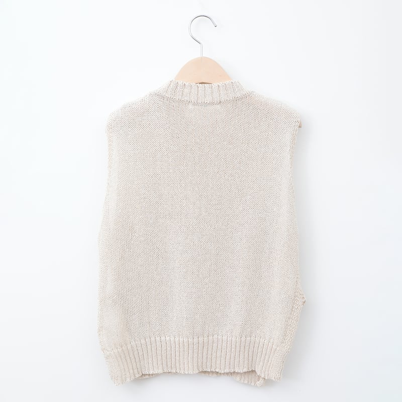 洗える/日本製】編地切り替えサイドスリットニットベスト