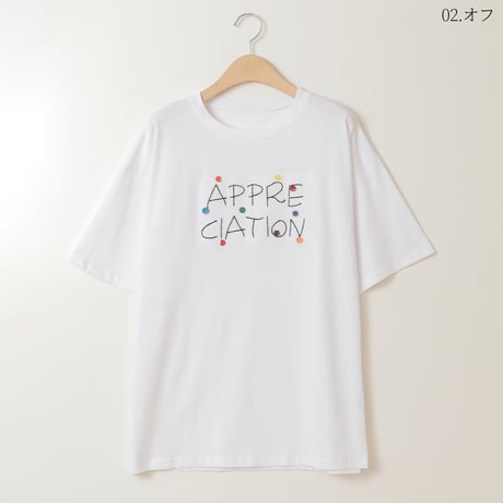 カラフルボタン&ロゴ刺繍Tシャツ[30111311]natural mist