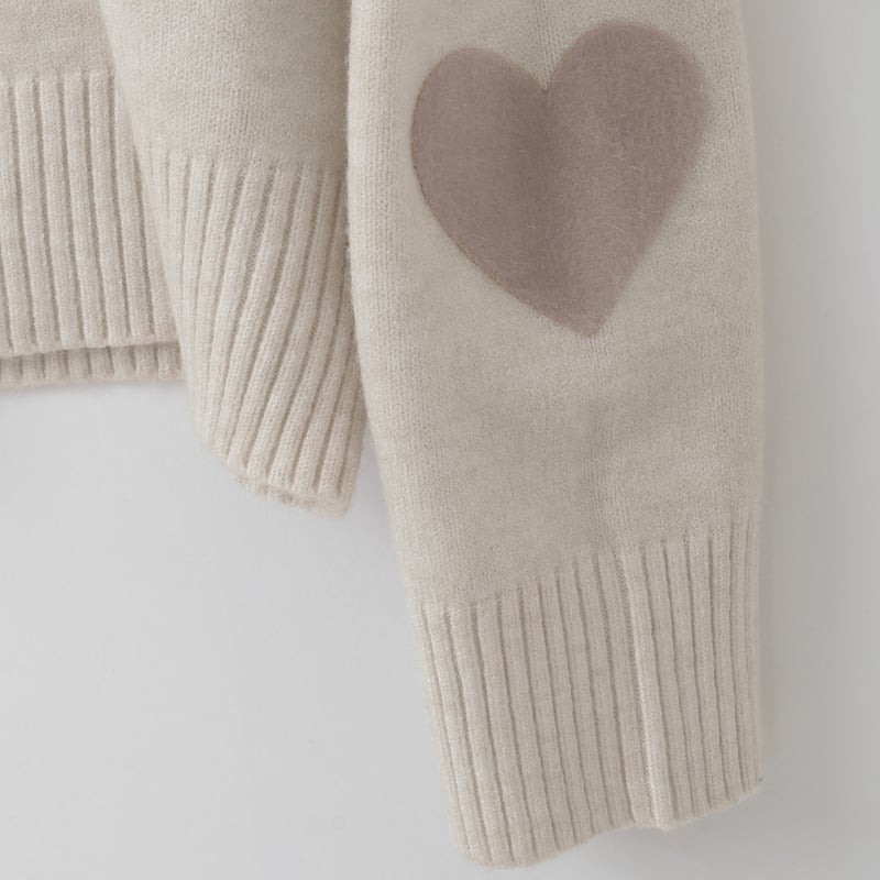 ハートデザインクルーネックニットプルオーバー [30112446]natural