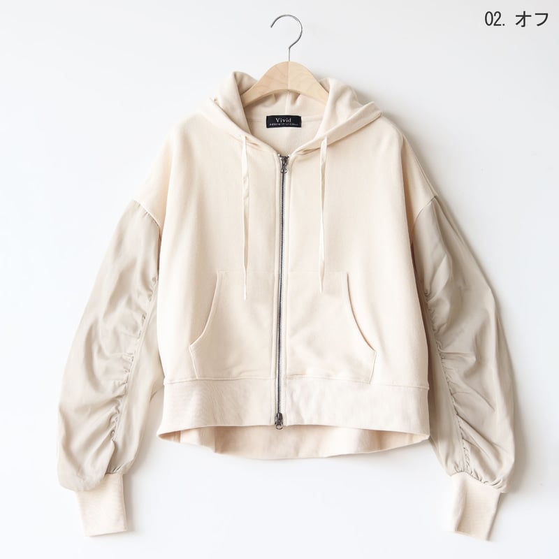 ギャザーボリュームスリーブパーカー[31831305]vivid | natural mist