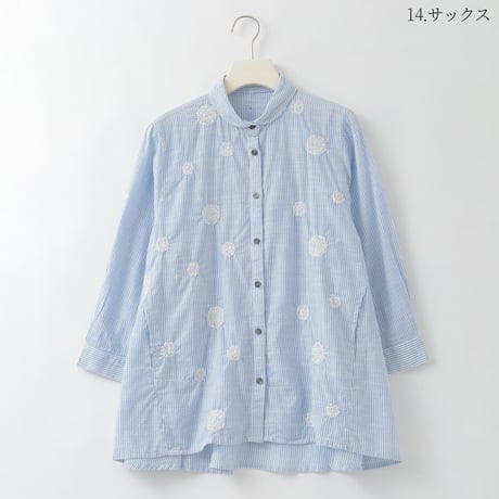 フラワーサークル刺繍ストライプシャツ

[41713676]natural mist