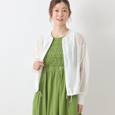 【洗える】メッシュ切り替えシアーブルゾン[41714287]natural mist