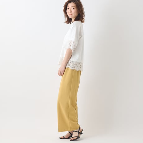 スカラップレースドッキングカットソー[41411256]natural mist