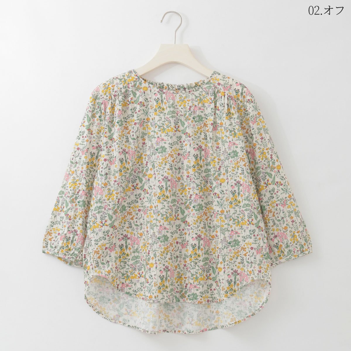 小付き花柄ギャザーデザインブラウス[41413874]natural mist | natur