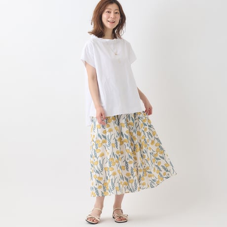 フラワーモチーフプリントスカート[41415157]natural mist