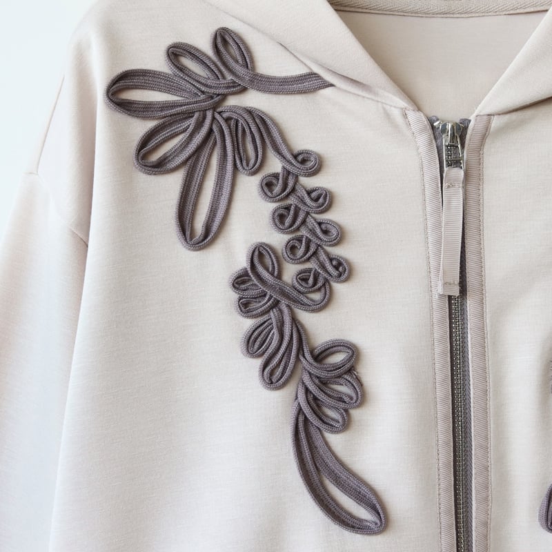 コード刺繍フーディーパーカー[61714430]natural mist | natural
