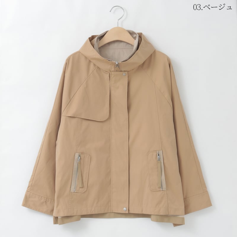 美品　evameva コットン　ブルゾン　モスグリーン 洗える】配色ポイントスクエアヘムデザインブルゾン [41714310