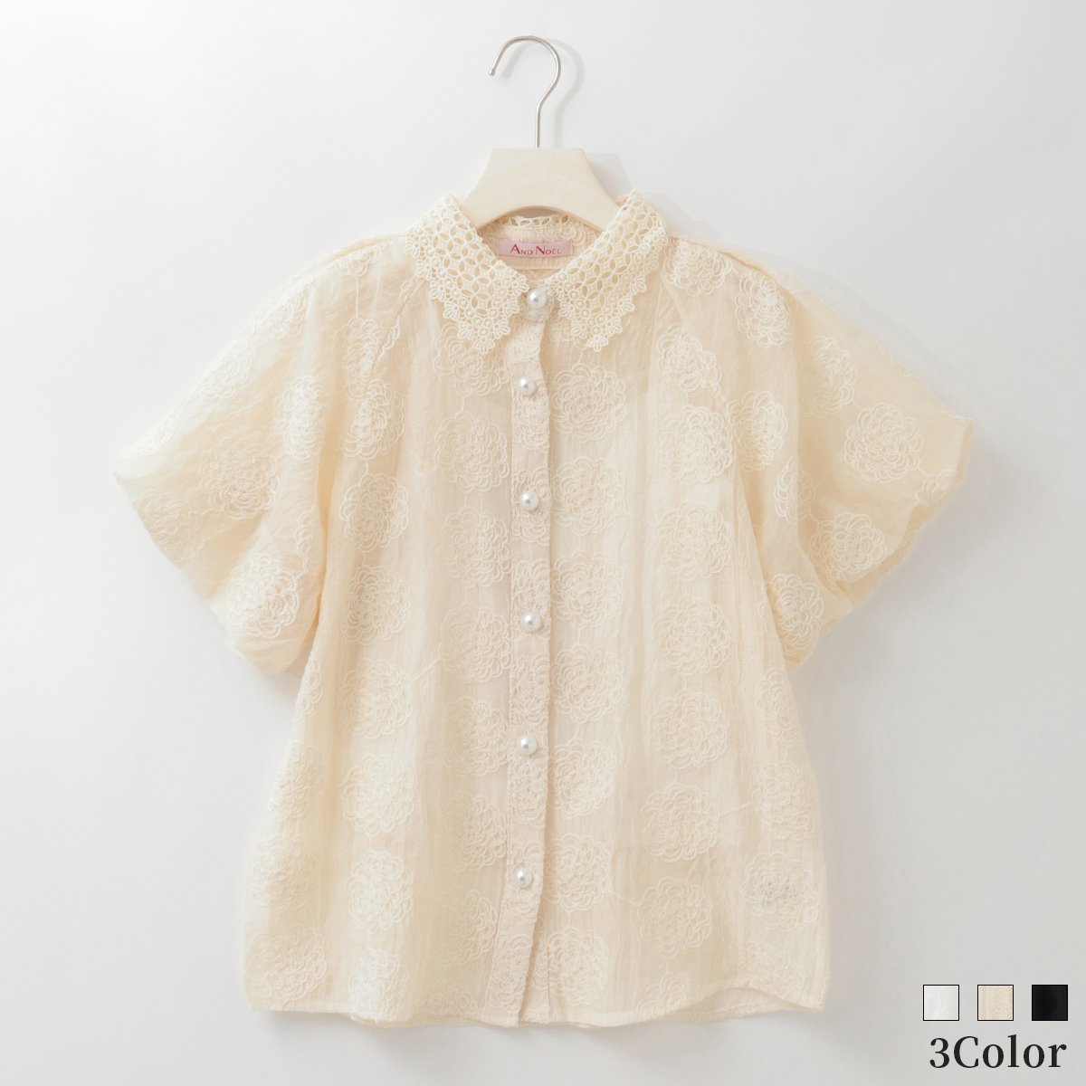 フラワー刺繍シアーブラウス [14953438]&Noel | natural mist C